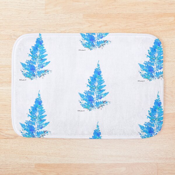 Blue Fern Leaf Bath Mat