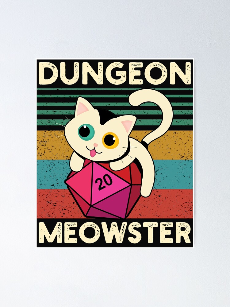 Dungeon Meowster Funny Dnd Tabletop Gamer Cat D20 Tshirt