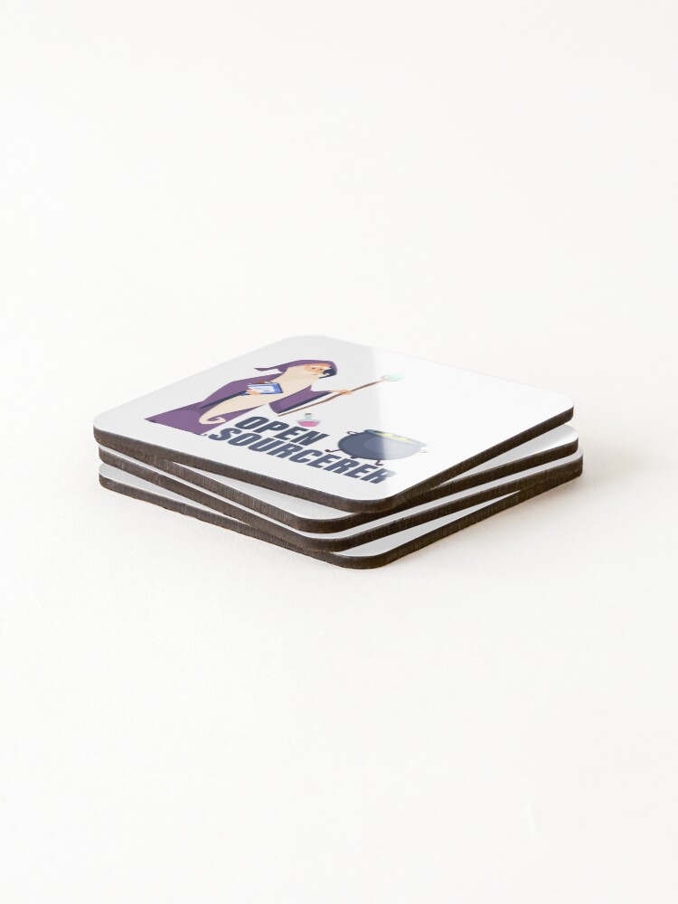 Thumbnail 4 of 5, Coasters (Set of 4), Open Source Sourcerer Wizard Coding Programming designed and sold by yellowdellow.