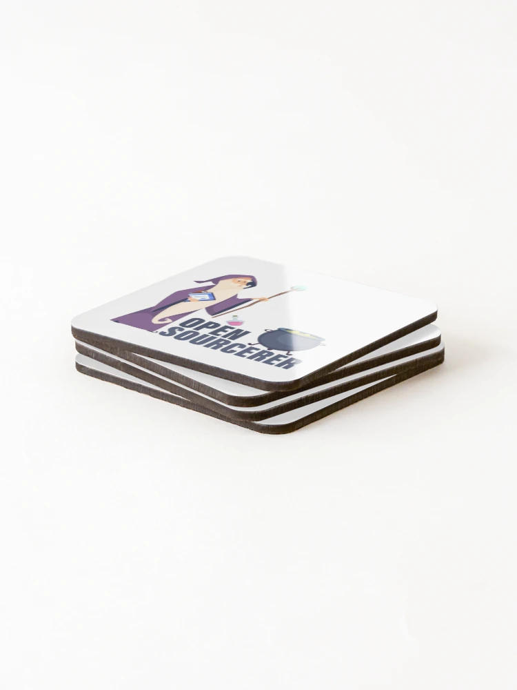 Thumbnail 4 of 5, Coasters (Set of 4), Open Source Sourcerer Wizard Coding Programming designed and sold by yellowdellow.