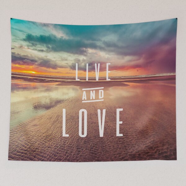 Item preview, Ocean Sea Beach Water Clouds at Sunset - Live and Love Typography designed and sold by artcascadia.