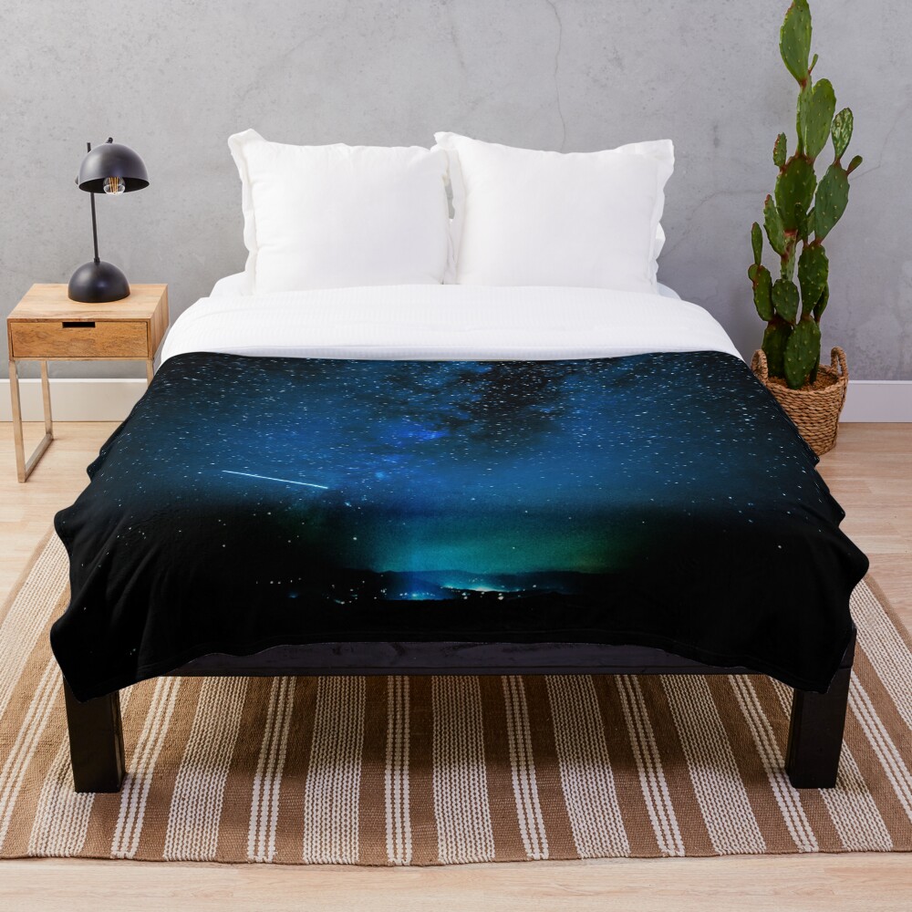 Stars and Space Night Sky - Blue Starry Milky Way in Arizona Throw Blanket