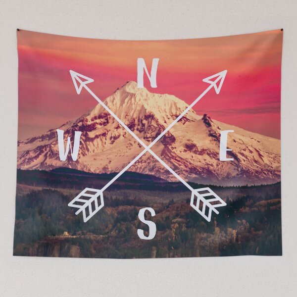 Item preview, Compass Mountains and Forest Map - Mt Hood Snow Mountain and Trees designed and sold by artcascadia.