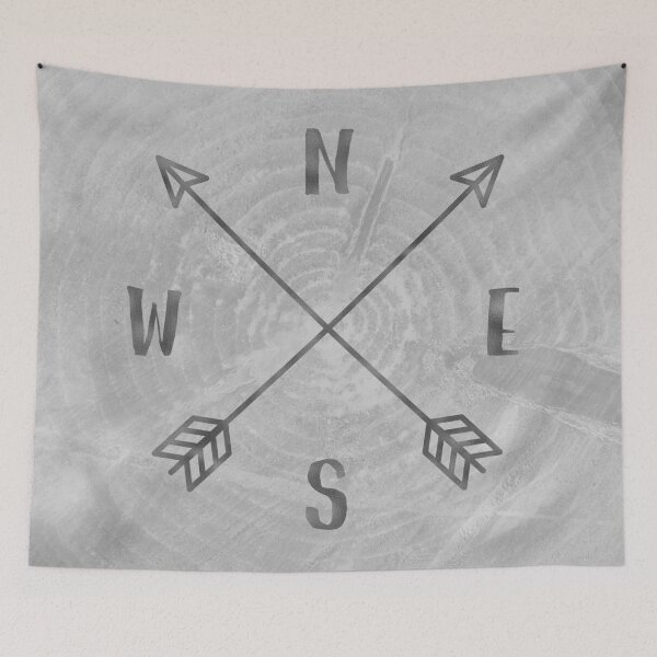 Item preview, Map Compass - Forest Trees North East West South Compass Black and White Adventure designed and sold by artcascadia.