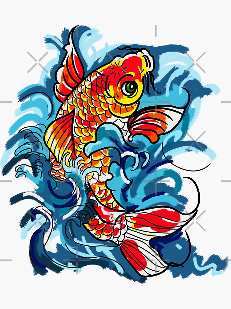 Colorful Koi Fish Sticker By Silentlyrob Redbubble