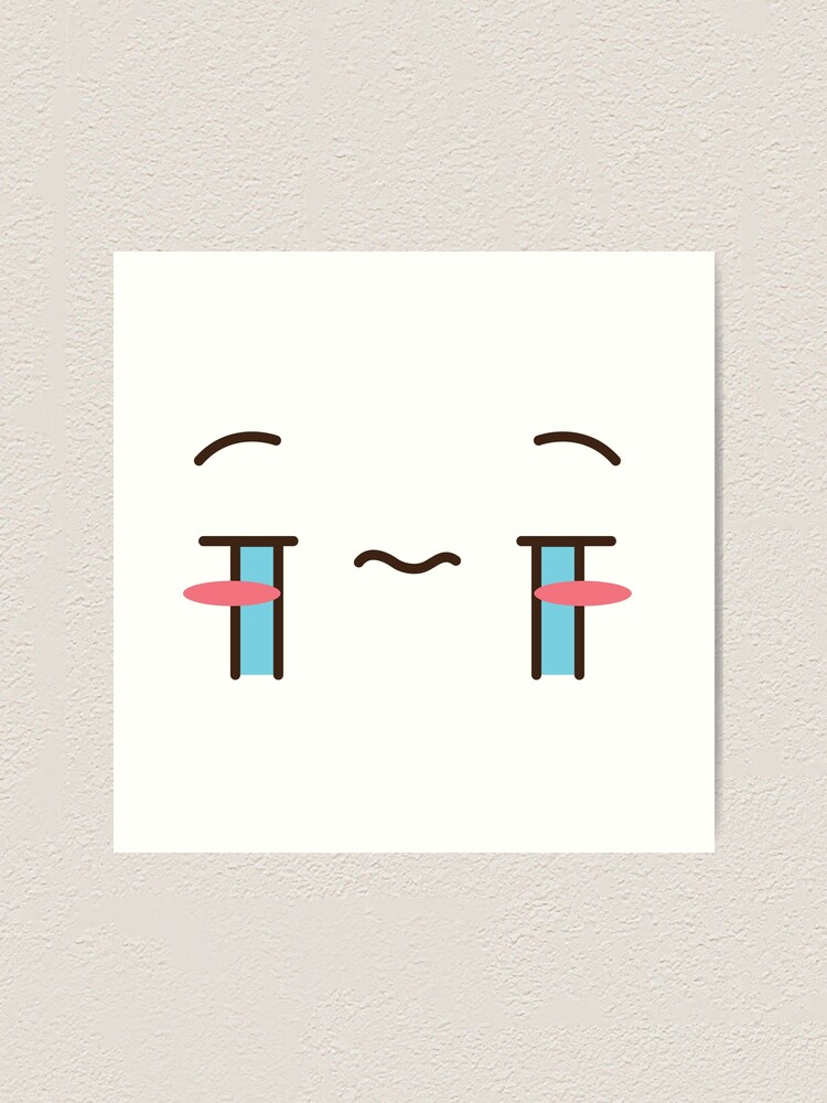 Kawaii Emoji Cute Crying Face Art Print By Misoukill Redbubble - crying roblox face