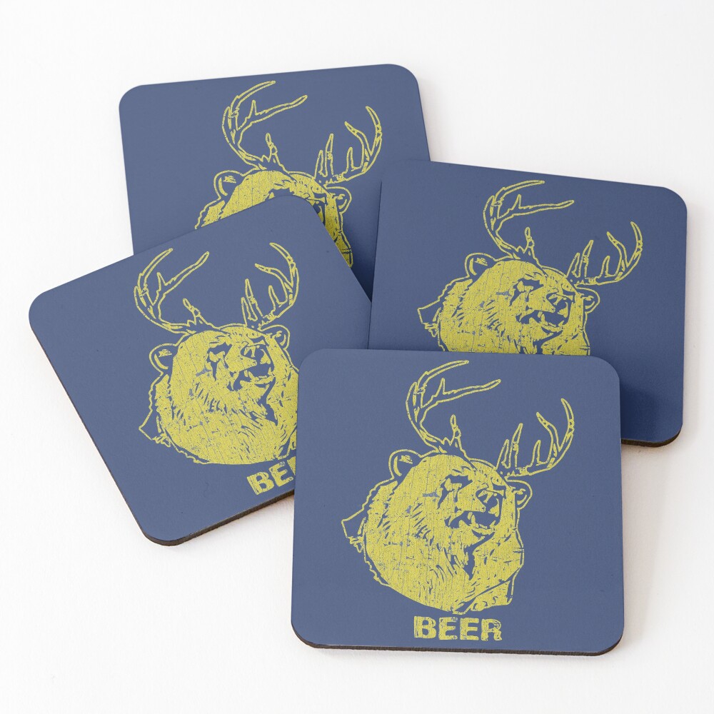 Bear + Deer = Beer Coasters (Set of 4)