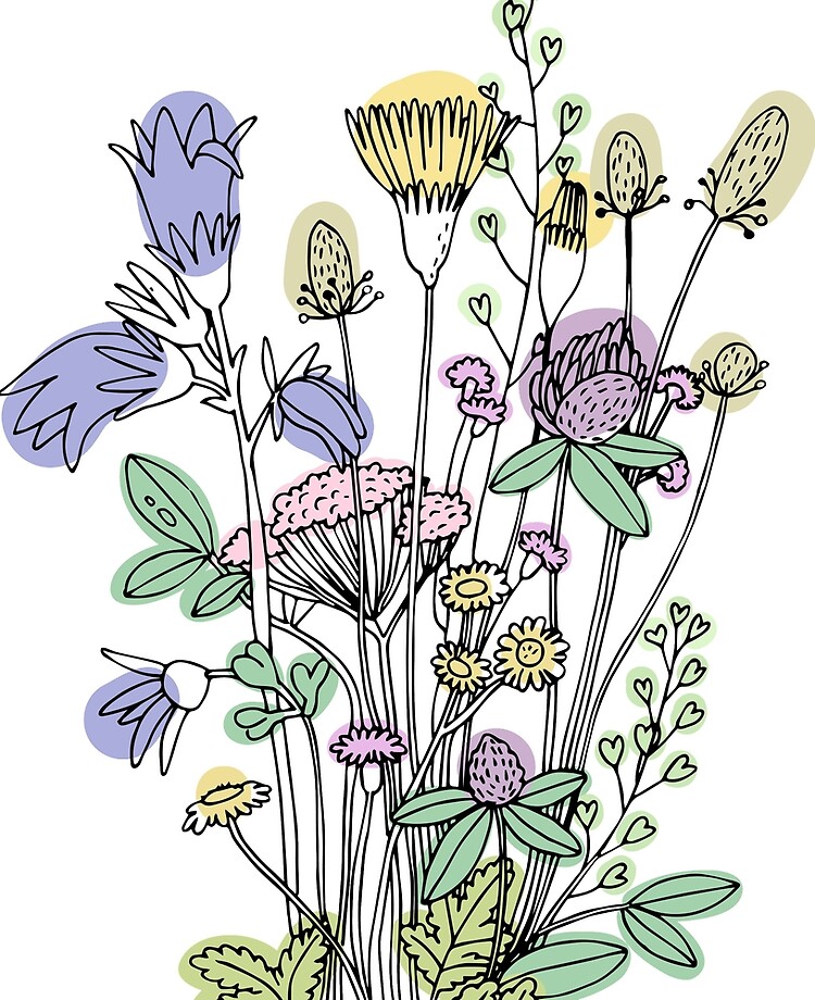 Watercolor Wildflowers Sticker for Sale by cait-shaw