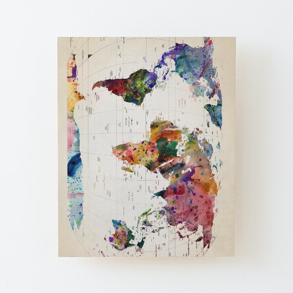 map Wood Mounted Print