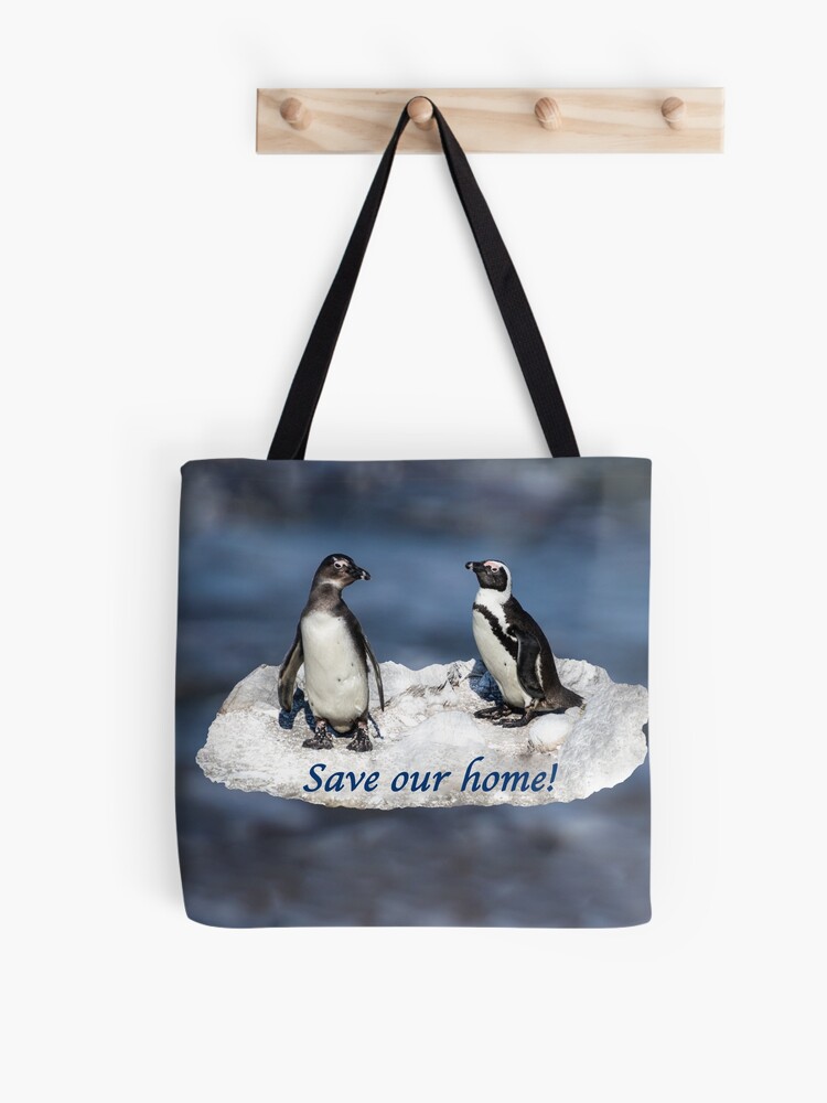Thumbnail 1 von 2, Stofftasche, Pinguin "Save our home" designt und verkauft von Igelchen.