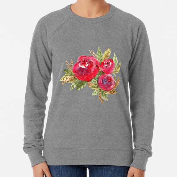 Red Flowers Lightweight Sweatshirt