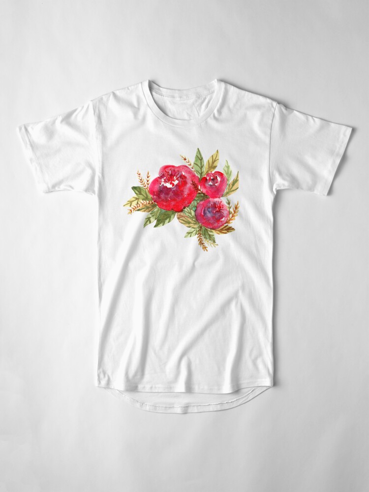 Alternate view of Red Flowers Long T-Shirt