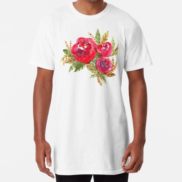 Red Flowers Long T-Shirt