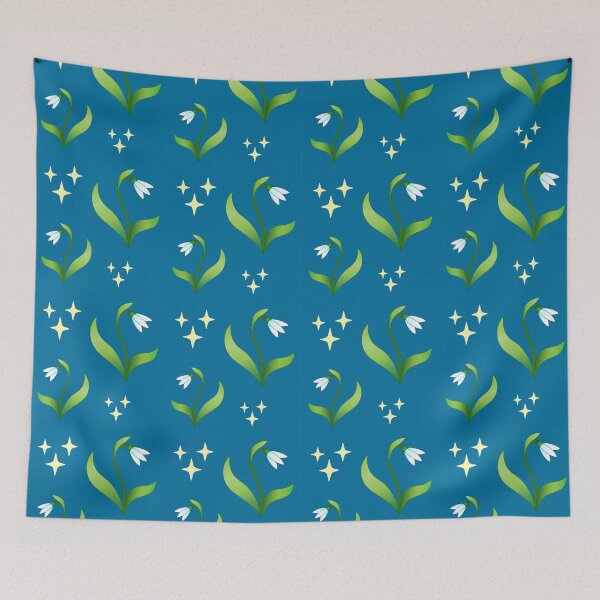 Item preview, Snowdrops and stars on a classic blue background - seamless pattern.  designed and sold by DisaAnna.