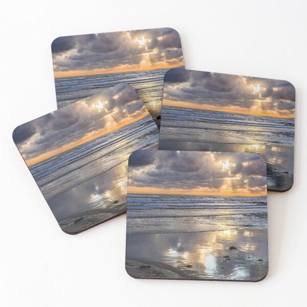 Item preview, The setting sun on Dunraven Bay on the Glamorgan Heritage Coast in south Wales. I was caught by the reflections of the sun and clouds on the glossy wet sand.   designed and sold by Cameranick.