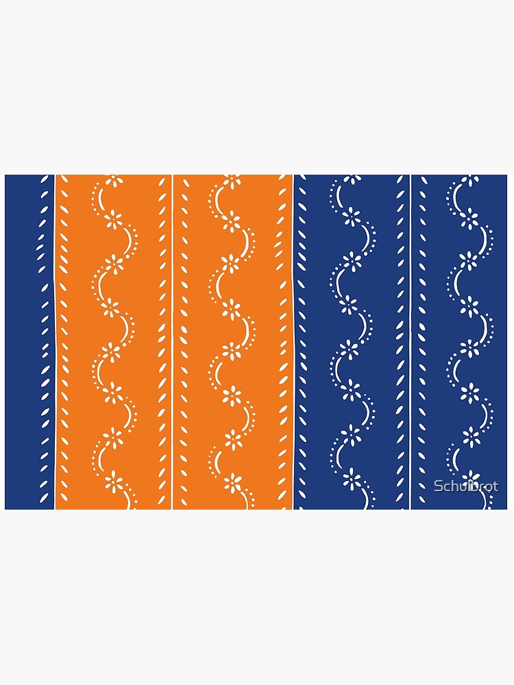 Scattered flowers blue-orange in strong summer colors, vintage by Schulbrot