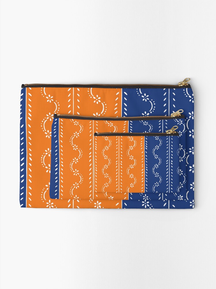Alternate view of Scattered flowers blue-orange in strong summer colors, vintage Zipper Pouch