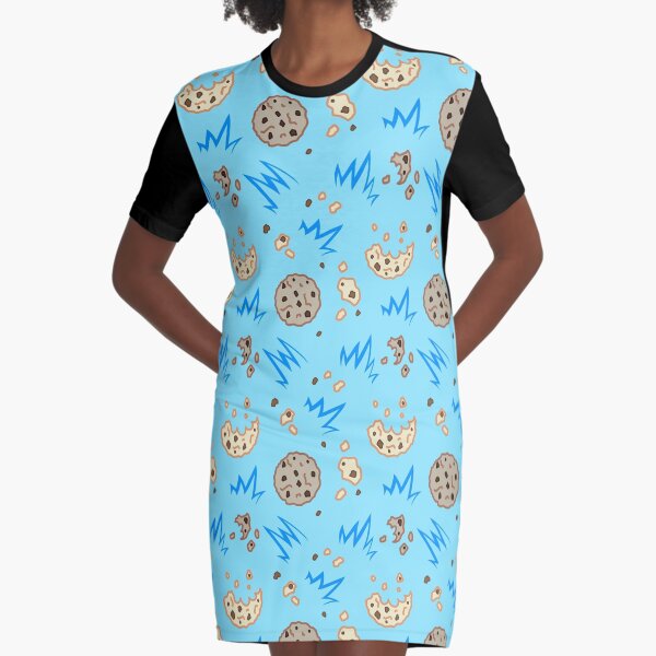 Cookie Monster kawaii pattern texture Graphic T-Shirt Dress