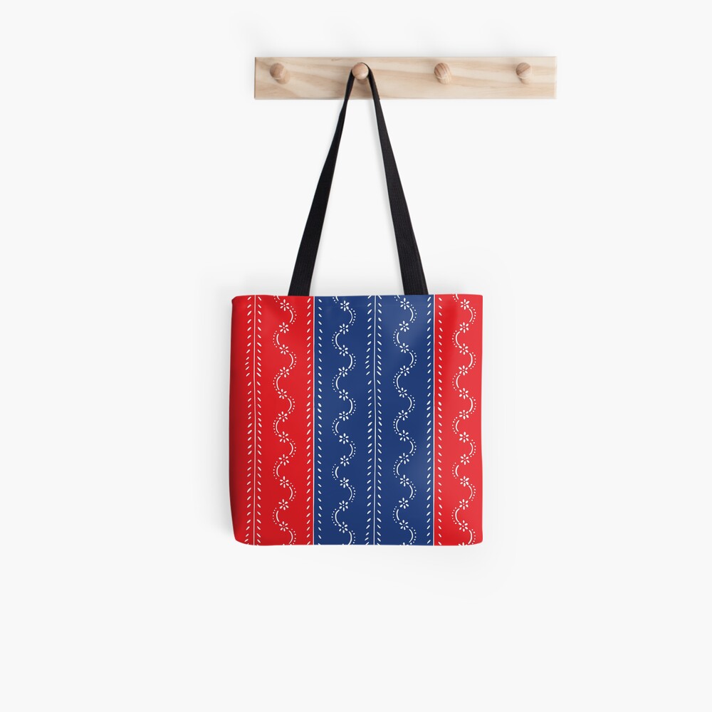 Scattered flowers blue-red in strong summer colors, vintage Tote Bag