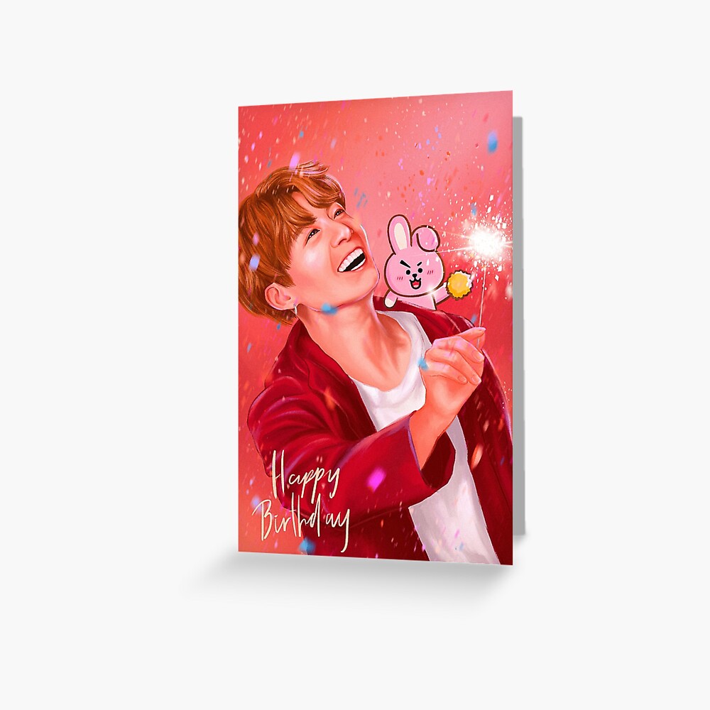 "BTS Jungkook with Cooky : Birthday Wishes" Greeting Card by clarywhy