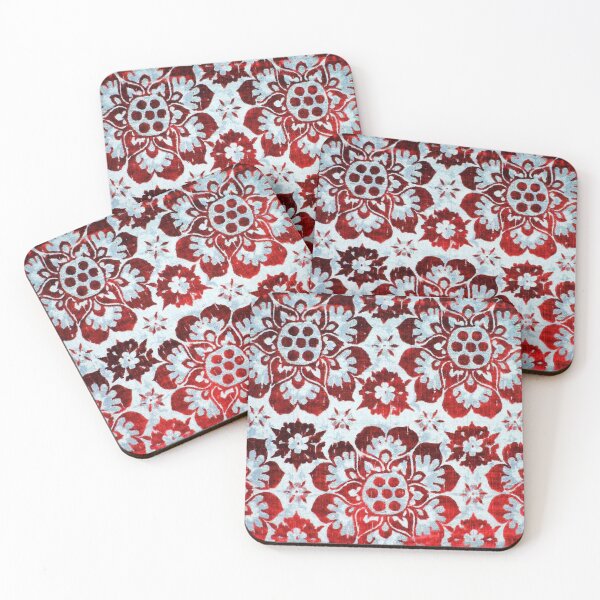 Item preview, ANTIQUE WHITE RED FLORAL VELVET WITH MEDICI EMBLEM  designed and sold by BulganLumini.