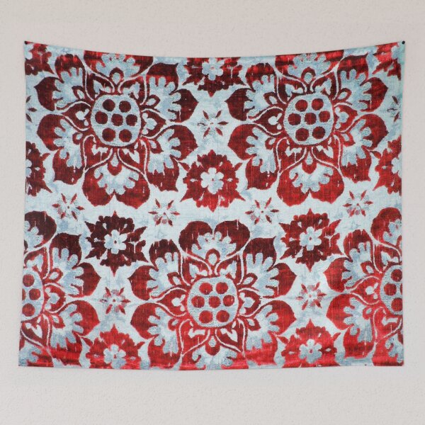 Item preview, ANTIQUE WHITE RED FLORAL VELVET WITH MEDICI EMBLEM  designed and sold by BulganLumini.
