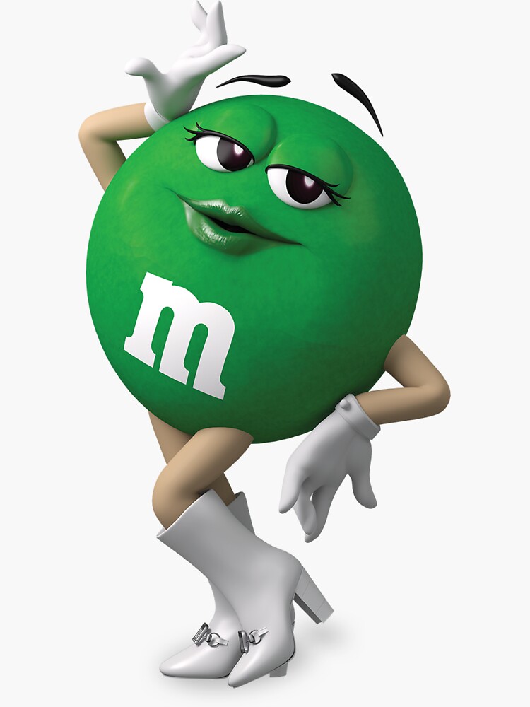 sexy green m&m sitting on couch Sticker for Sale by km962079