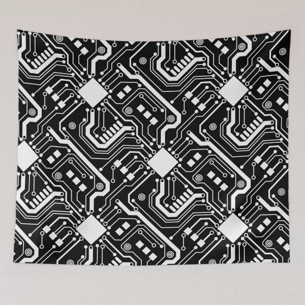 Item preview, Printed Circuit Board - White on Black designed and sold by Hodgepodge Bricolage.