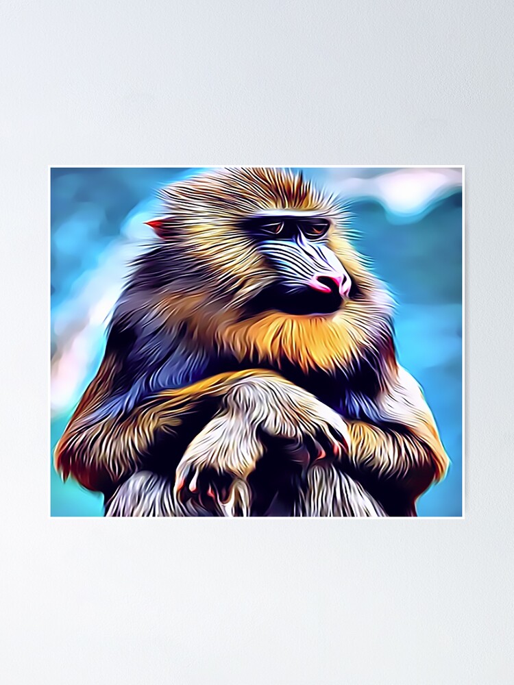 Mandrill Baboon Poster By Sunleil Redbubble