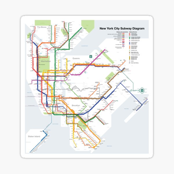 "New York City Subway Map" Sticker by abbazabba | Redbubble