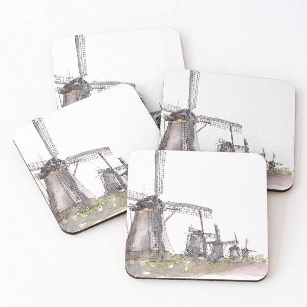 Item preview, Windmill Holland Netherlands watercolor illustration designed and sold by joellis.