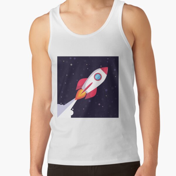 Rocket in dark blue outer space Tank Top