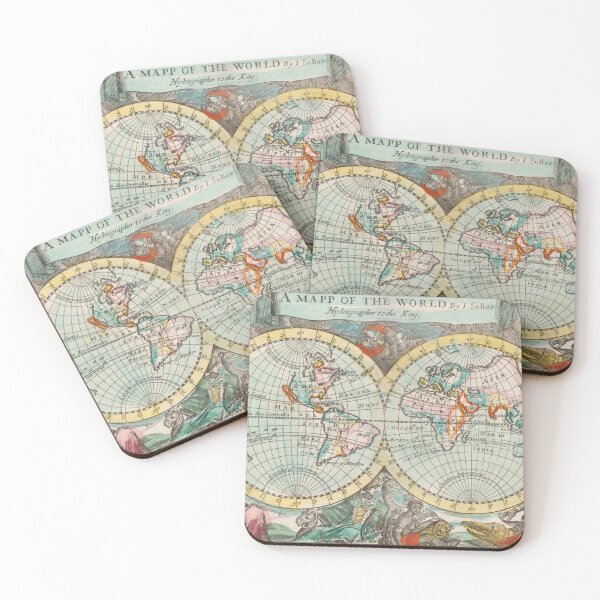 Item preview, 17th Century Map of the World in Color designed and sold by aleyna22.
