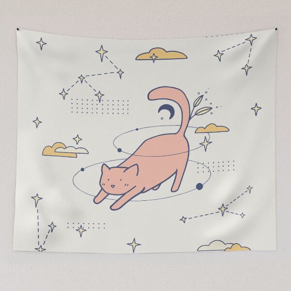 Item preview, Stretching cat with star constellations designed and sold by RebeccaCeleste.