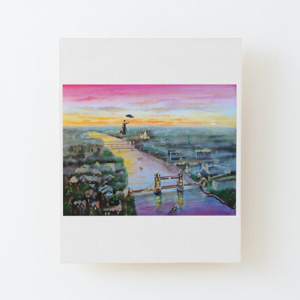 Mary Poppins London Up to the highest height Wood Mounted Print