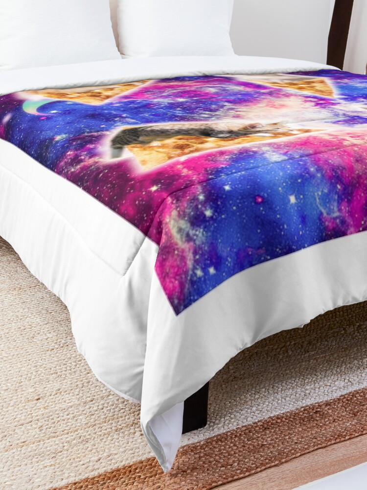 Alternate view of Galaxy Space Pizza Cat Comforter