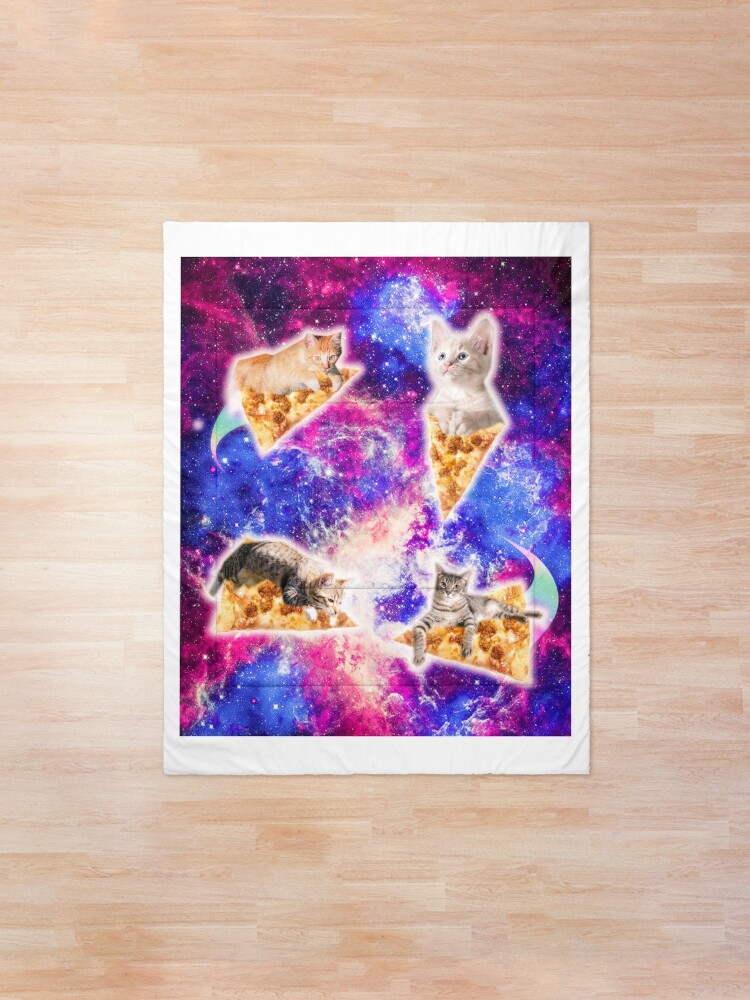 Alternate view of Galaxy Space Pizza Cat Comforter