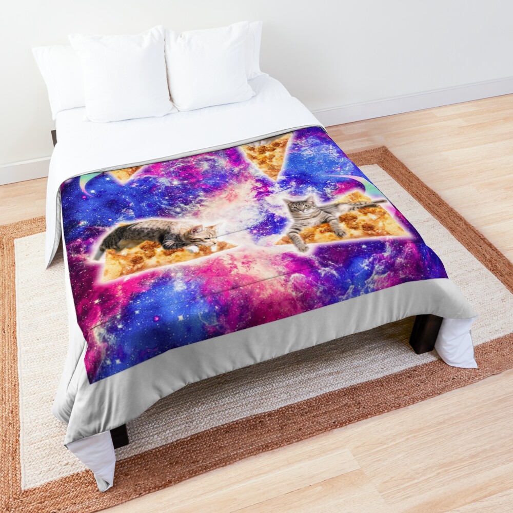Galaxy Space Pizza Cat Comforter
