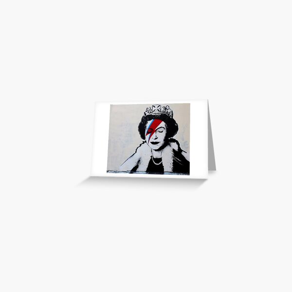 Aperçu de l'œuvre Banksy Ziggy Stardust Reine d'Angleterre Street Art créée et vendue par So Sorted Design.