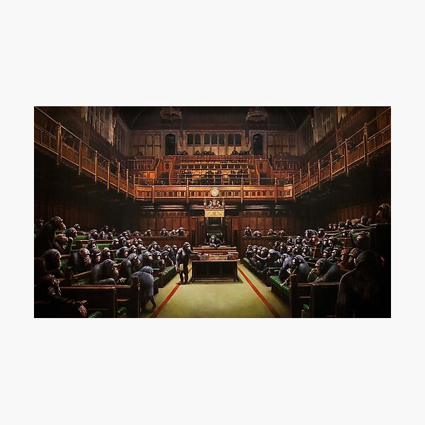Item preview, Banksy Devolved Parliament - Unique Artwork for Wall Decor and More designed and sold by So Sorted Design.