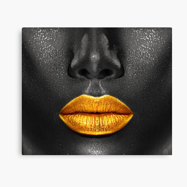 Gold Effect Dripping Lips Make up MUA Fashion SINGLE Canvas 