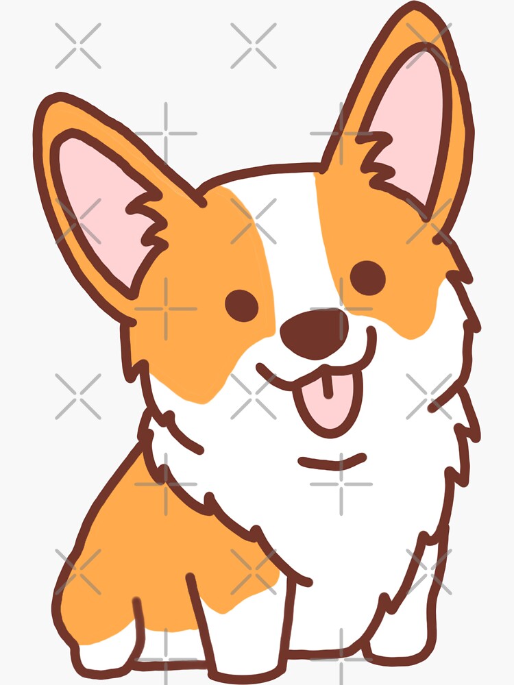 "Cute Corgi Drawing" Sticker for Sale by MillerDesigns | Redbubble