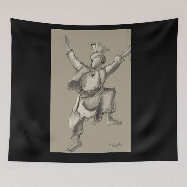 Item preview, Bhangra Dancer Grey designed and sold by Sukhpal Grewal Ethnic Art.