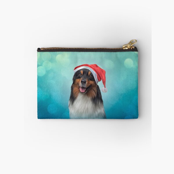 Item preview, Dog Australian Shepherd in red hat of Santa Claus  designed and sold by bonidog.