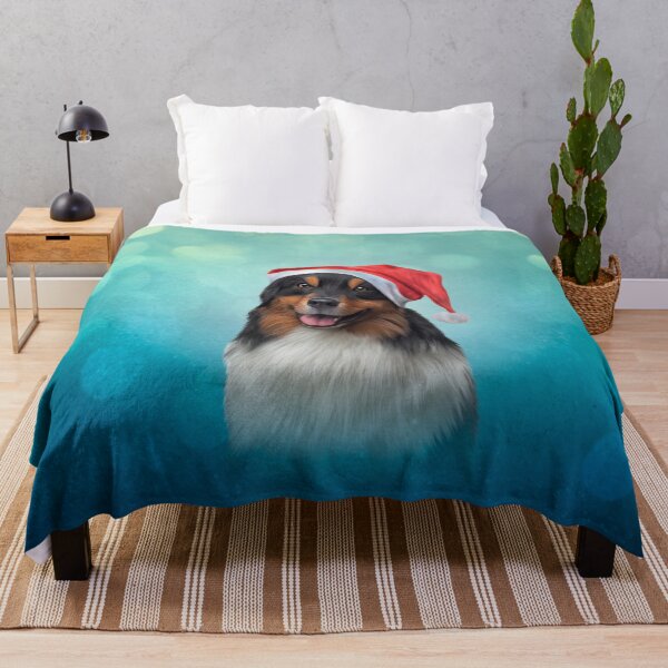 Item preview, Dog Australian Shepherd in red hat of Santa Claus  designed and sold by bonidog.