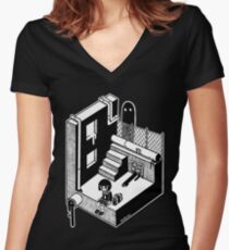 モンスター Women's Fitted V-Neck T-Shirt