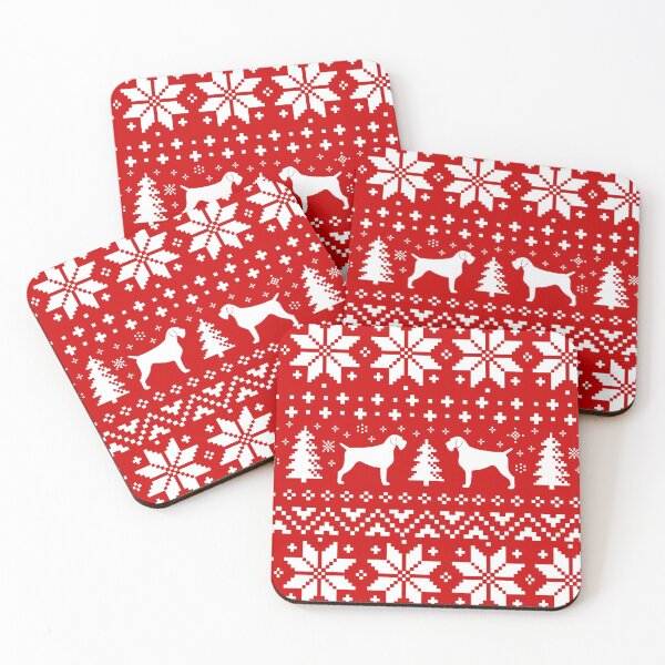 Item preview, German Wirehaired Pointer Silhouettes Red and White Christmas Holiday Pattern designed and sold by Jenn Inashvili.