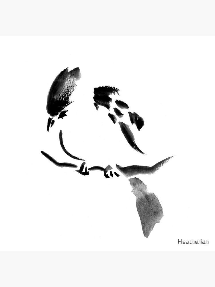 墨絵　Sumi-e a painting in black ＆white Minimalist Japanese ink art in black & white. Sumi-e style
