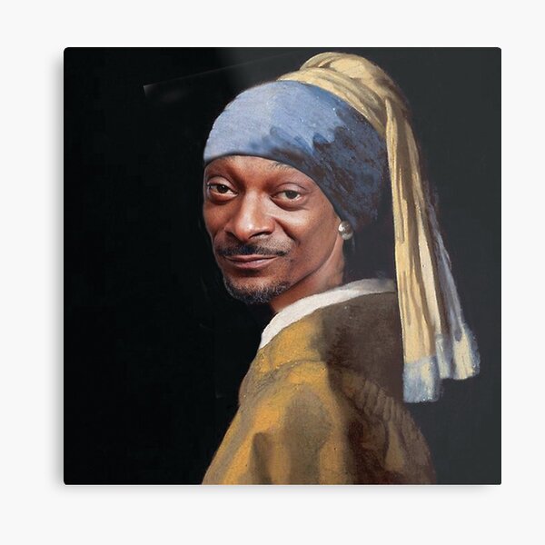 Snoop Dogg, Snoop, Dog, Rapper with a pearl earring, Girl with a pearl earring, Johannes Vermeer, famous painting, masterpiece Metal Print