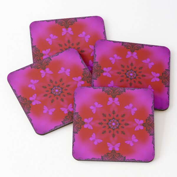 Aperçu de l'œuvre Papillons rouges et magenta avec dentelle créée et vendue par AmandaGoulart.